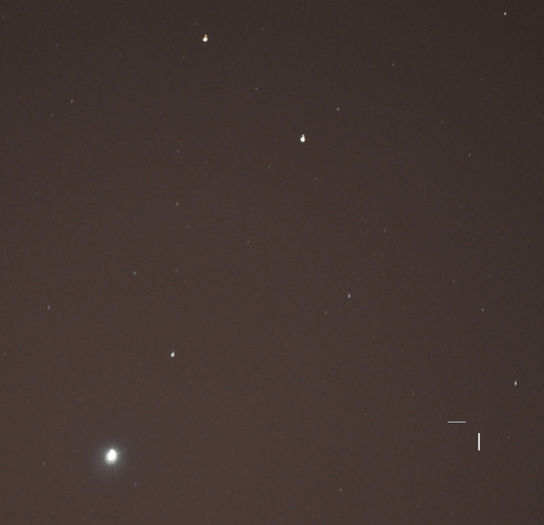Image of the Vesta near the Venus-Mars-Saturn triangle. Image taken by Fred Quintao from Brazil on August 2, 2010. Credit: Fred Quintao.