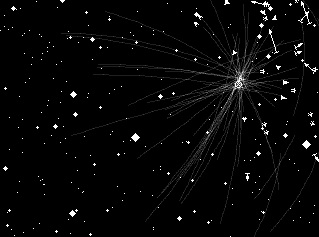 Backward trace plot of meteors detected by the SALSA3 video system from Tucson/Tanque Verde, Arizona on the night of 2014 Jan 3 UT. The Quadrantid radiant is very apparent. Plot created with the MetRec meteor detection software. Credit: Carl Hergenrother.